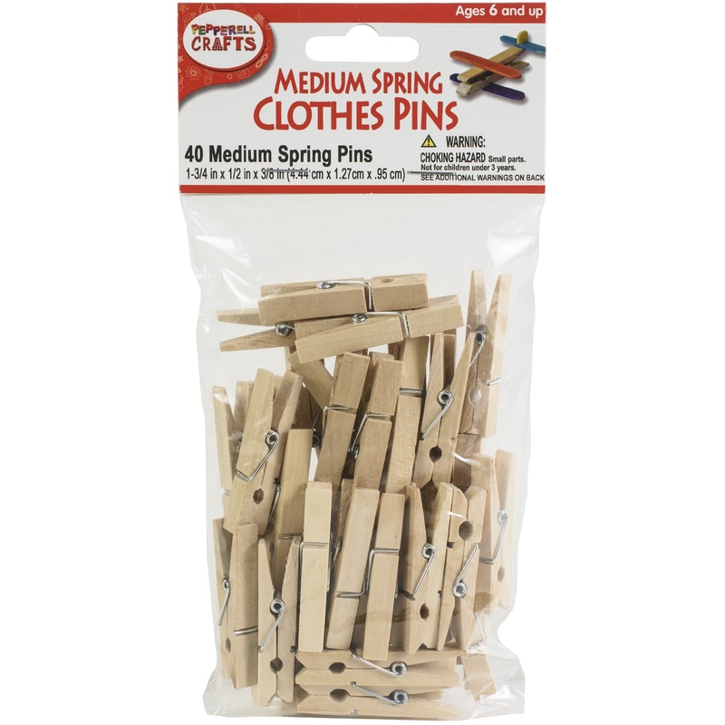Pepperell Crafts Medium Spring Clothers Pins 40/Pkg
