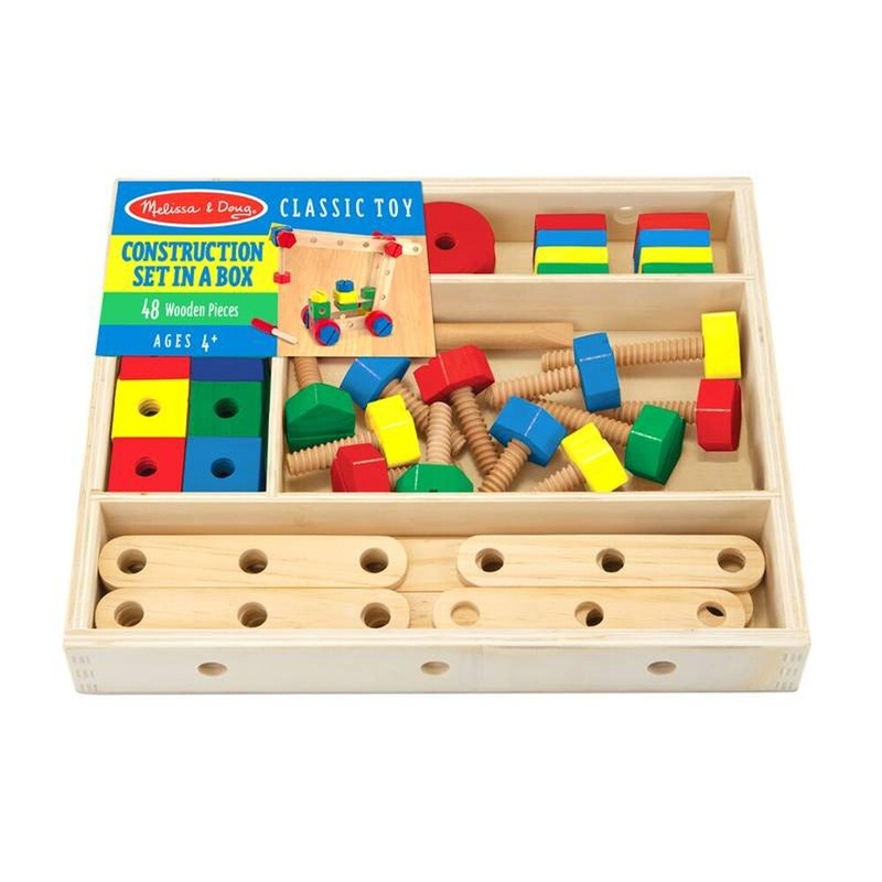 Melissa & Doug Wooden Construction Building Set in a Box Developmental Toy