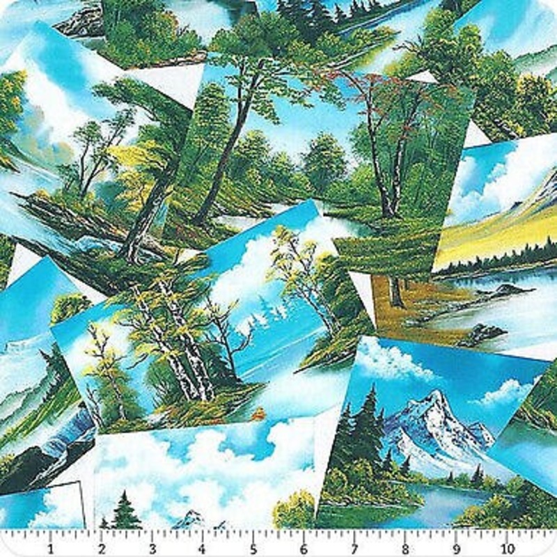 Joy of Painting Multi Tossed for Studio E Fabrics Cotton Fabric