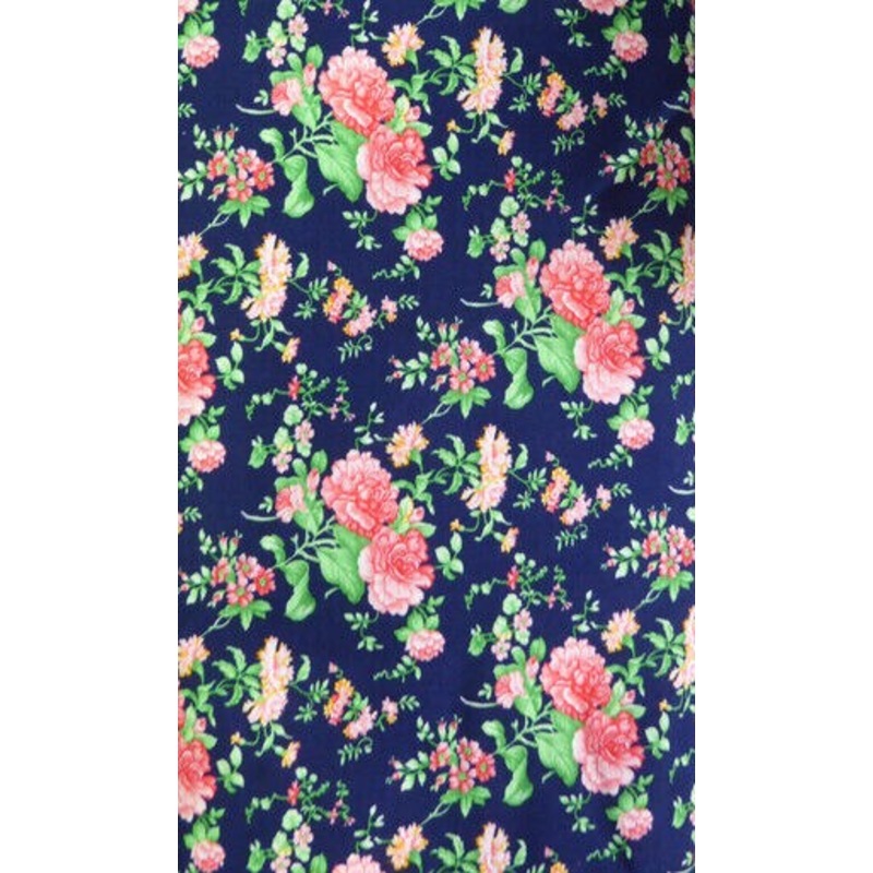 Roses on Navy Blu Cotton Fabric Sold by the Yard Mook Fabrics
