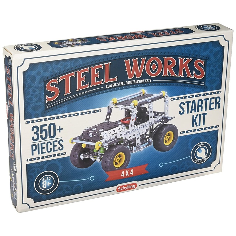 Schylling Steel Works Classic Steel Construction 4 x 4 Starter Set 350 Pieces