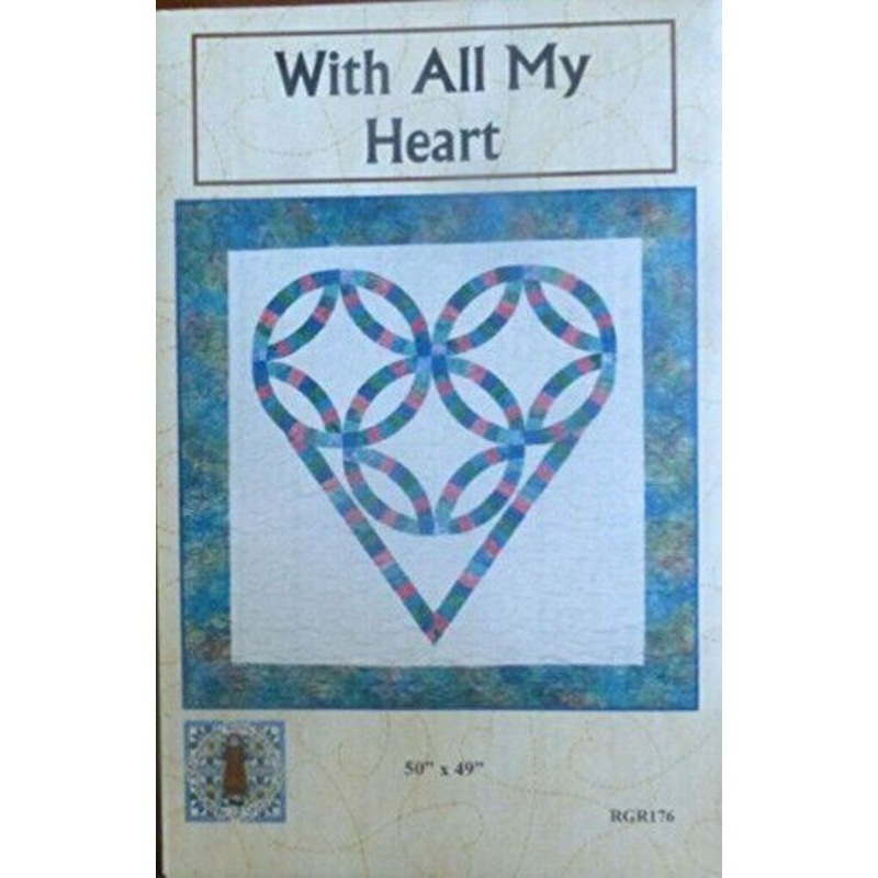 With All My Heart~Pattern~Wedding Ring Heart Wall Hanging Raggedy Ruth Designs