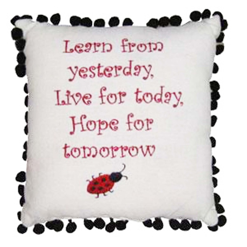 10″ x 10″ Learn From Yesterday Embroidered Small Petite Throw Pillow