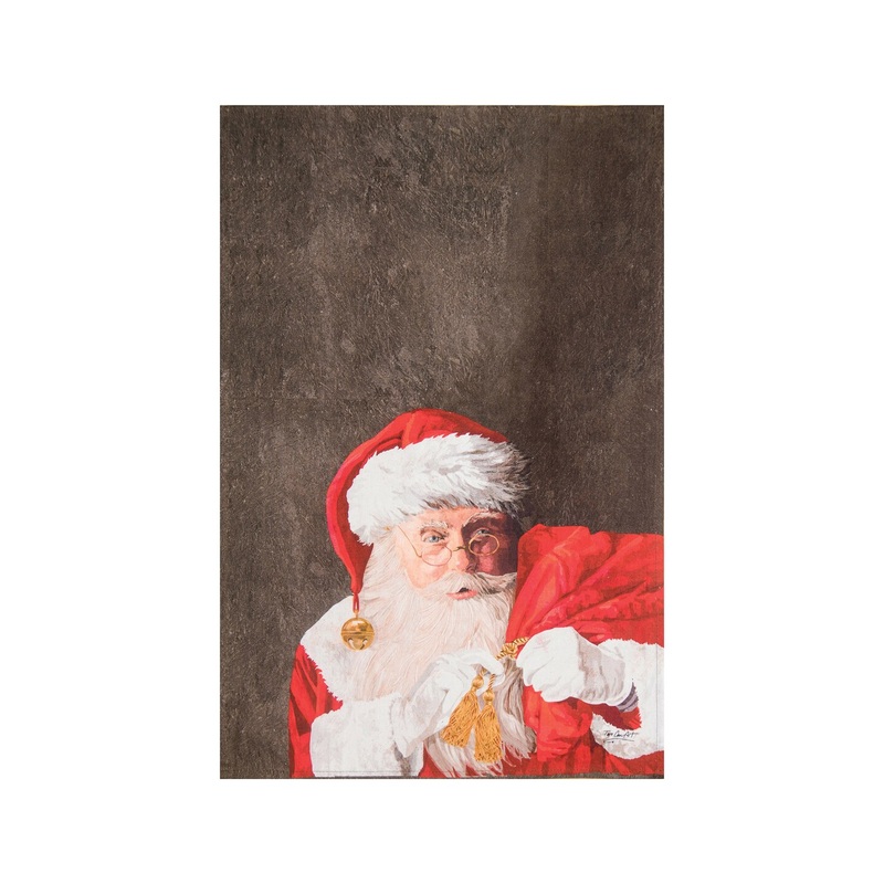 27″ x 18″ Printed Santa Claus & Toys Christmas Holiday Machine Washable Cotton Kitchen Dish Towel Decor Decoration