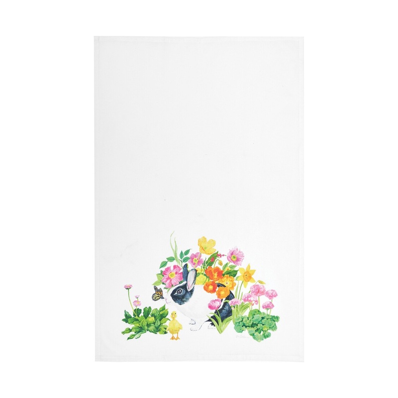 Bunny Rabbit & Duck Chick Printed Easter Spring Theme Kitchen Dishtowel