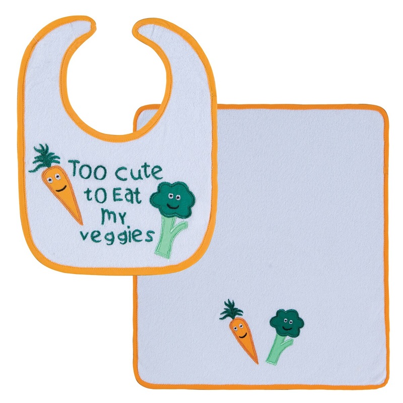 Eat My Veggies Easter Bib & Burp Cloth Set
