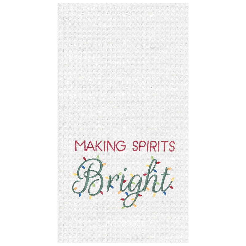 Making Spirits Bright Waffle Weave Kitchen Towel