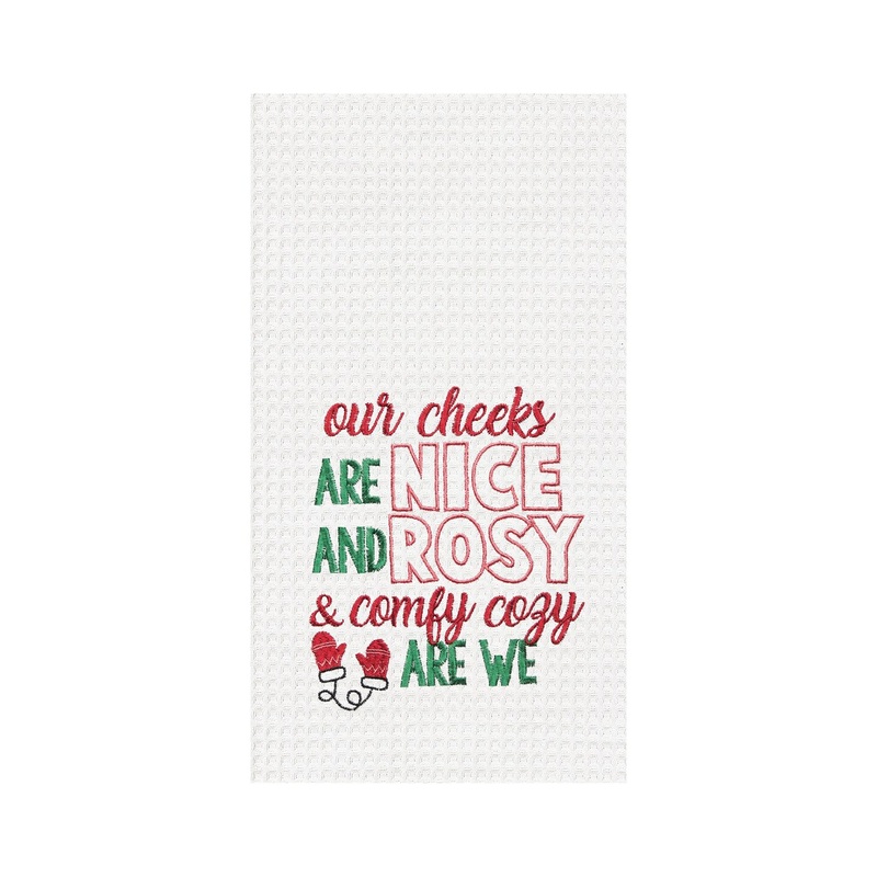 Nice Rose & Cozy Embroidered Waffle Weave Kitchen Towel