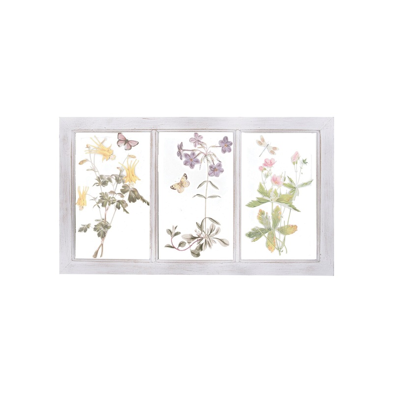 Spring Wildflower Flower Windowpane Wall Art Decor