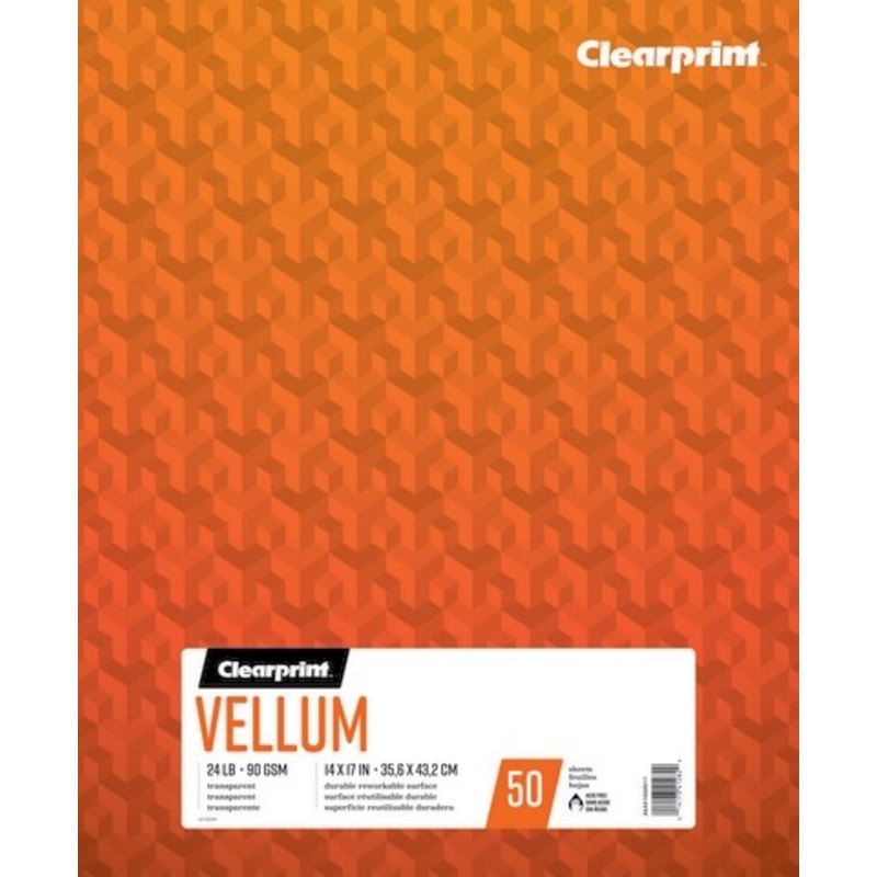 CLEARPRINT TRACING VELLUM PAD 50SH 90G 14X17
