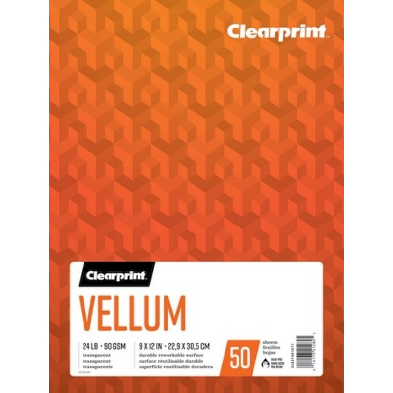 CLEARPRINT TRACING VELLUM PAD 50SH 90G 9X12