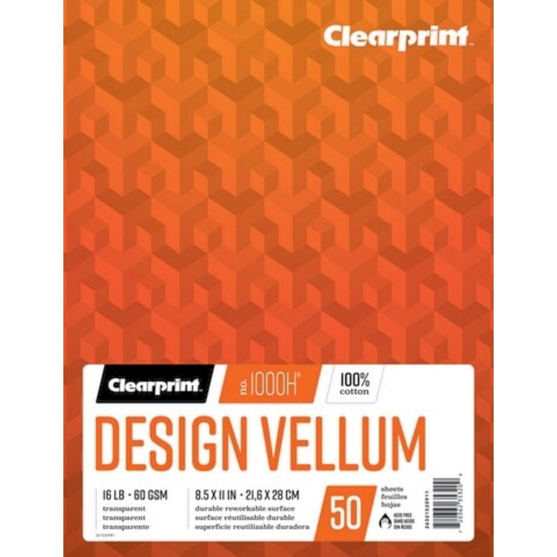 DESIGN VELLUM 1000HP 50 SHEETS 8.5X11 UNPRINTED