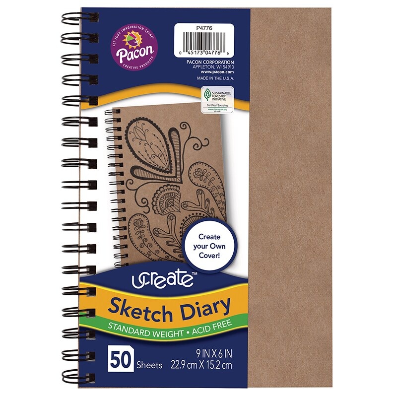 Create Your Own Cover Sketch Diary, Natural Chip Cover, 9″ x 6