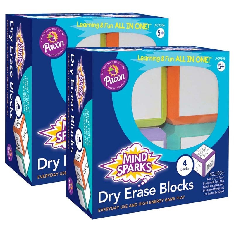 Dry Erase Blocks, Assorted Colors, 3″ x 3