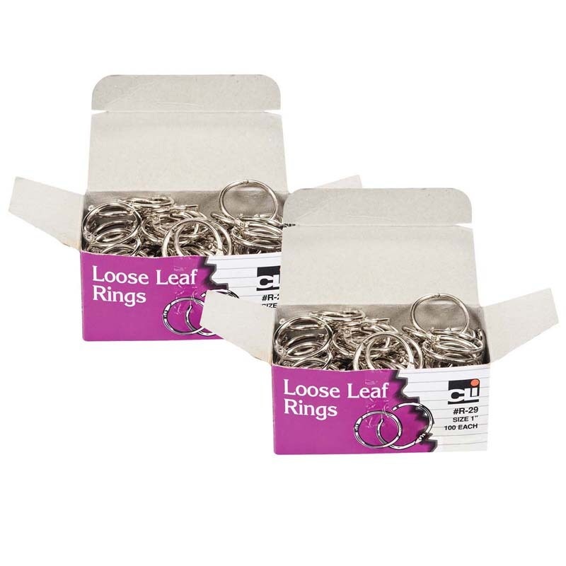 Loose Leaf Book Rings, 1″ Diameter, 100 Per Box, 2 Boxes