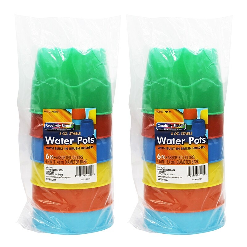 Stable Water Pots, Assorted Colors, 4.5″ Diameter, 6 Per Pack, 2 Packs