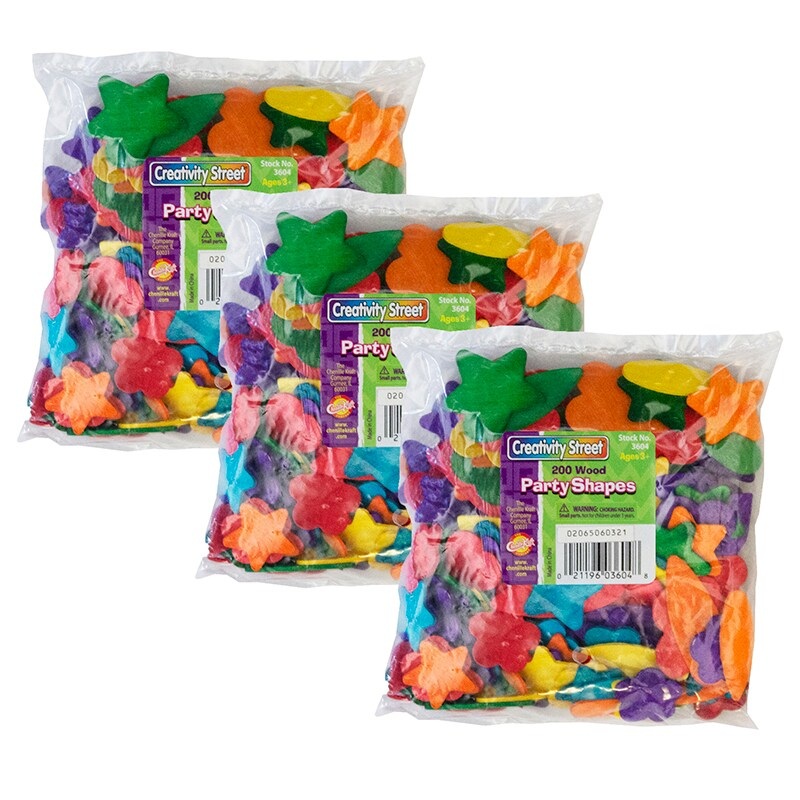Wood Party Shapes, Assorted Colors, 1/2″ to 2
