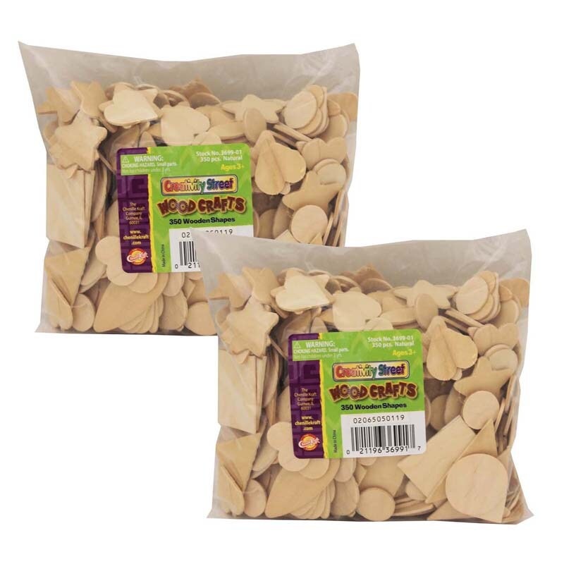 Wood Shapes, Natural Colored, Assorted Shapes, 1/2″ to 2