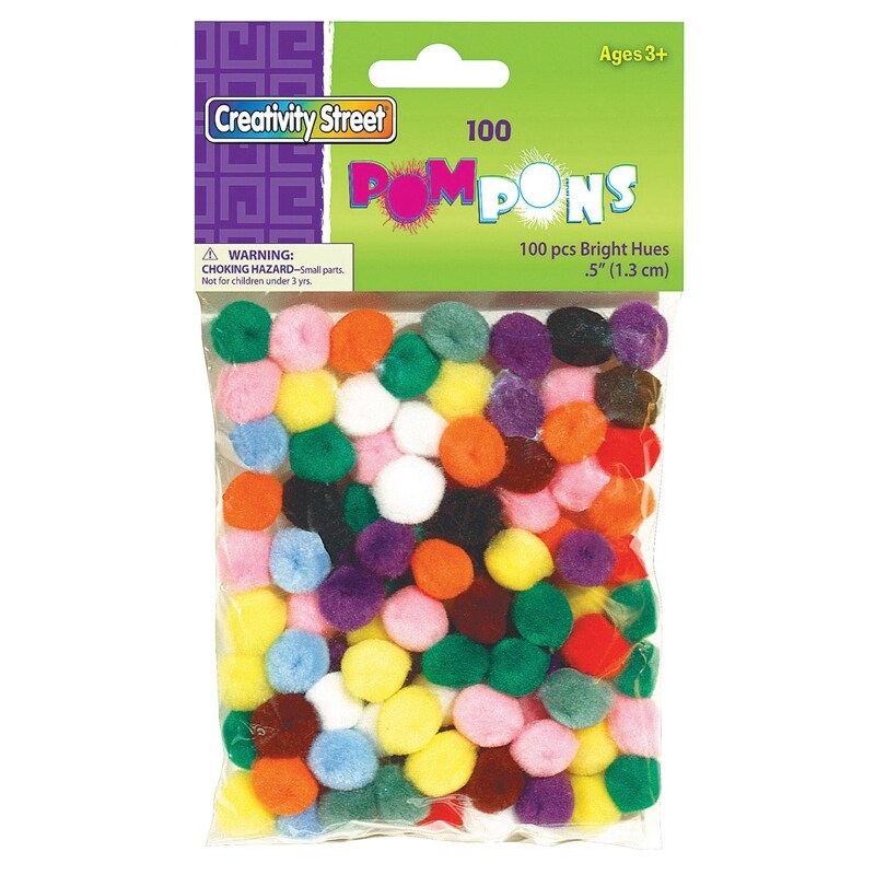 Pom Pons, Bright Hues Assortment, 0.5