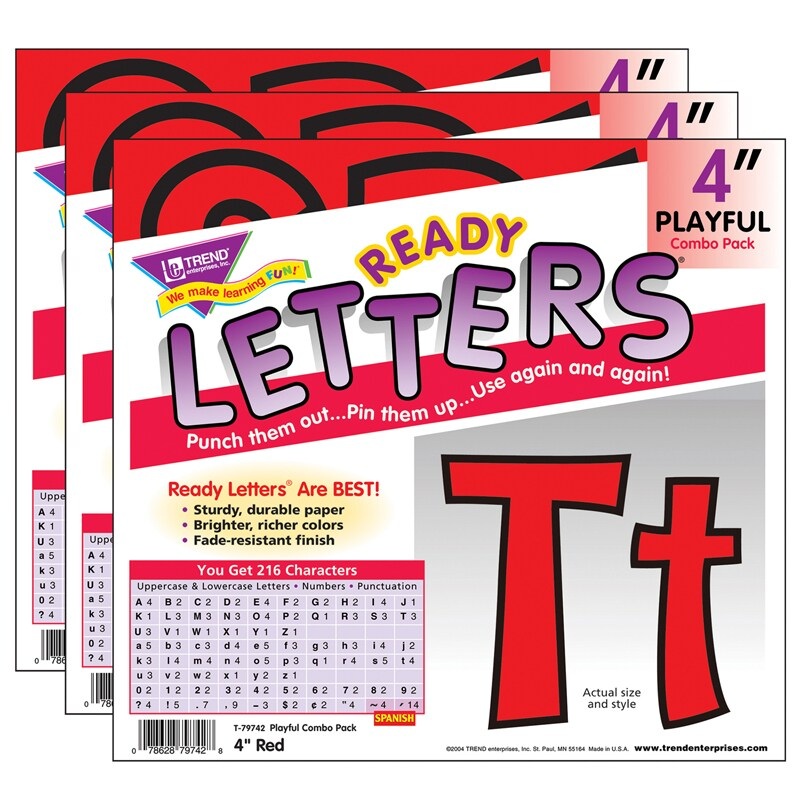 Red 4″ Playful Combo Ready Letters, 3 Packs