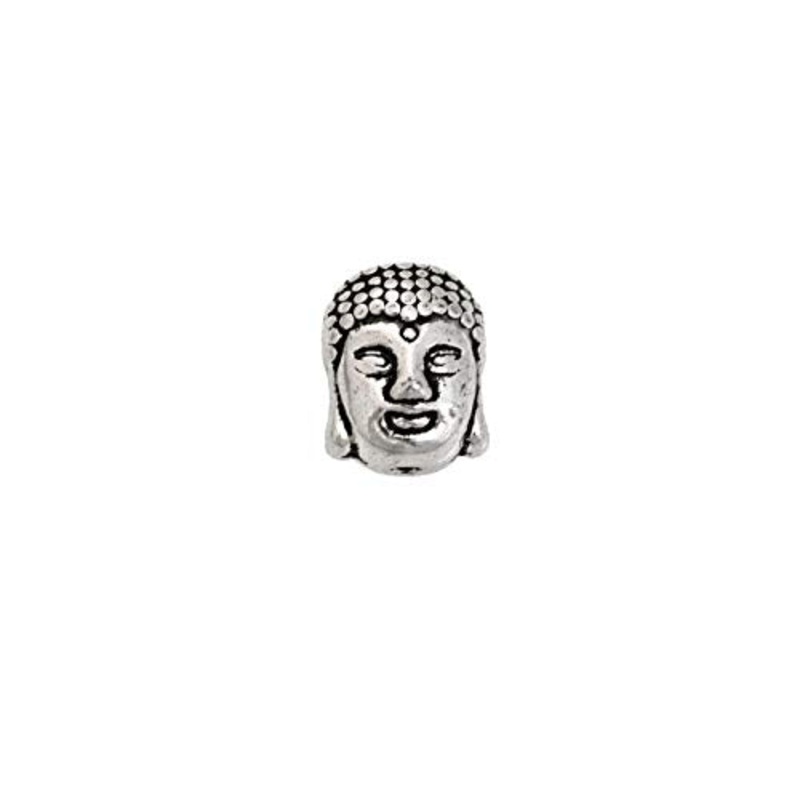 11×9 Antique Silver Plated Pewter Buddha Head Bead