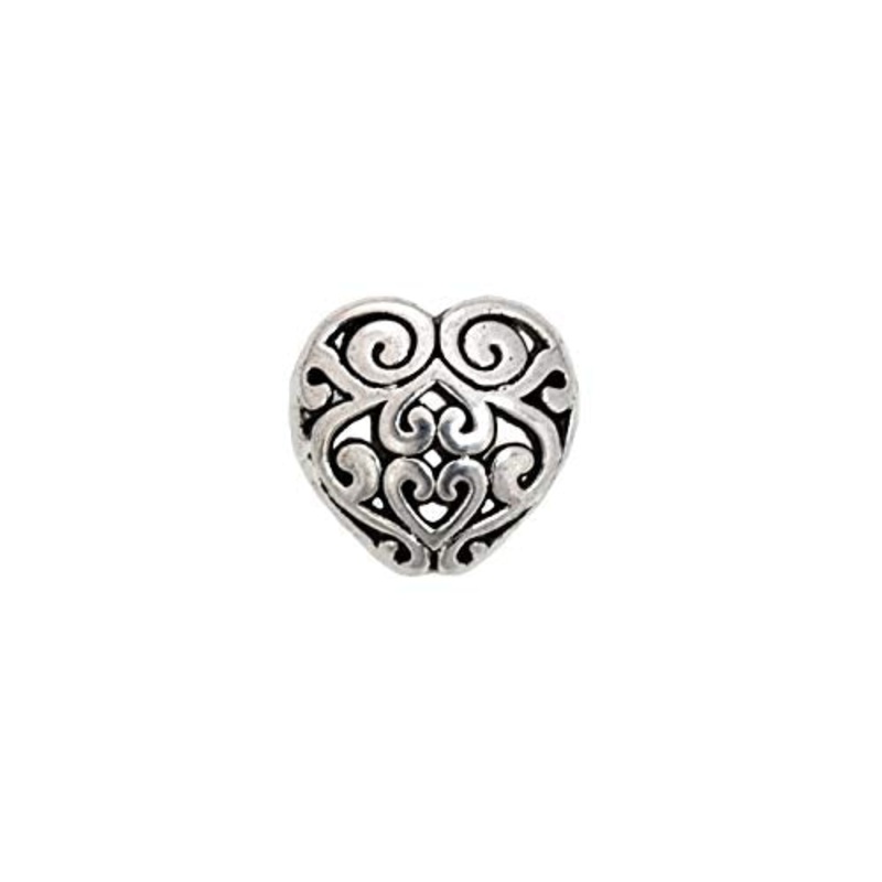 13mm Pewter Filigree Heart Bead