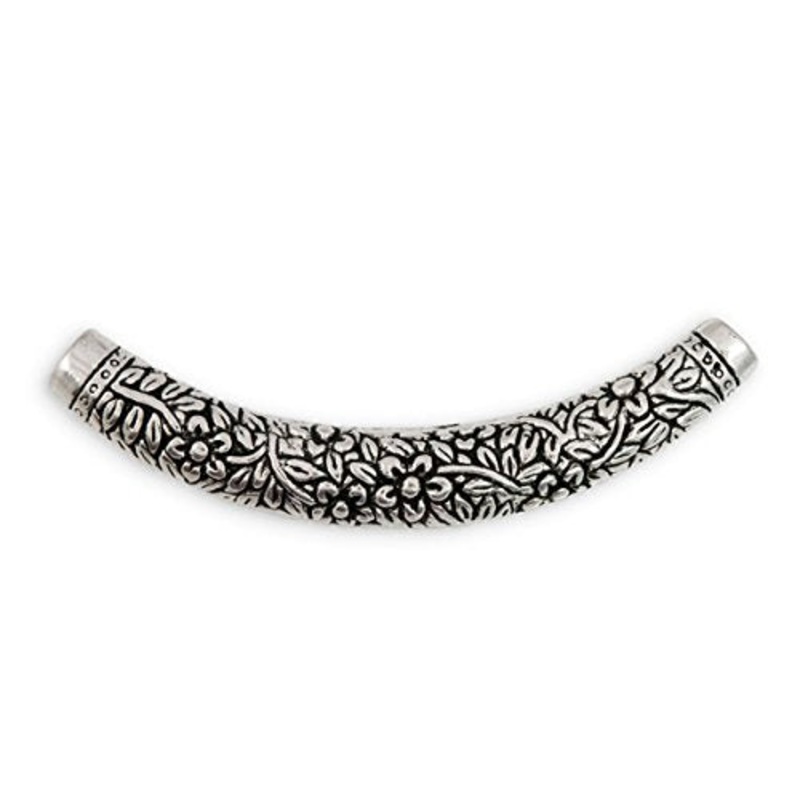 68x8mm Large Hole Pewter Curved Tube Bead (Package of 1)