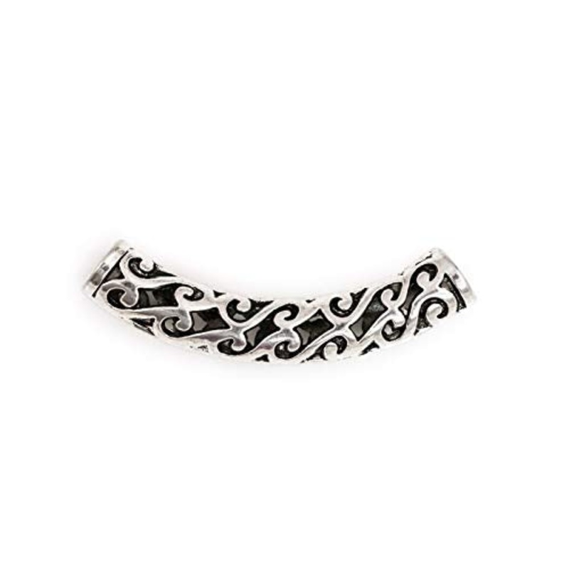 Curved Pewter Tube Bead 52x8mm
