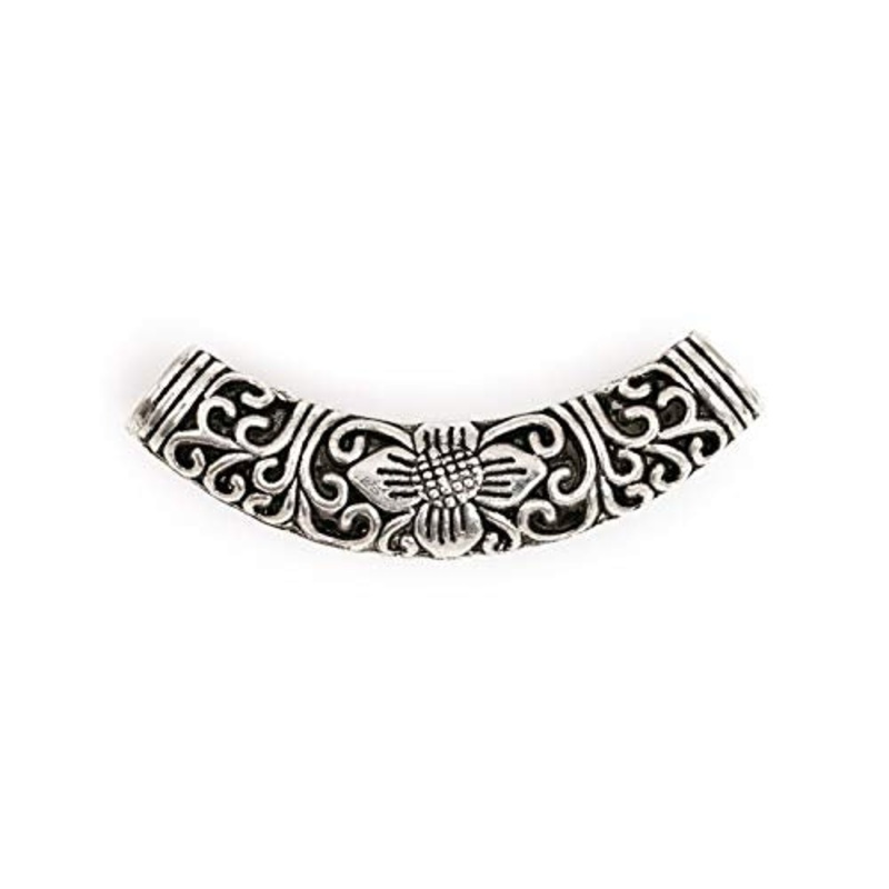 Curved Pewter Tube Bead 54x11mm