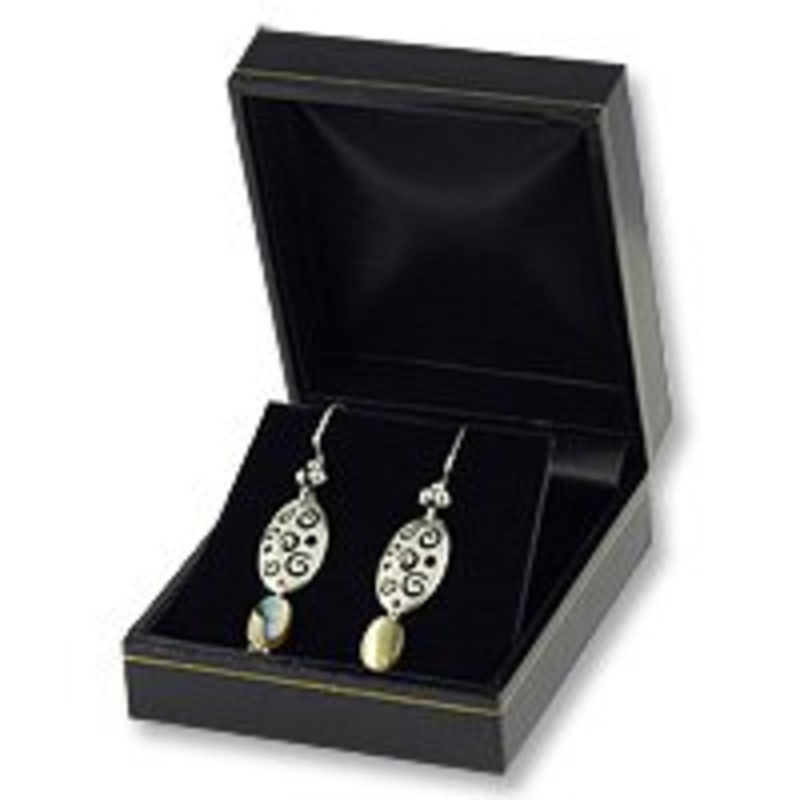 JewelrySupply Cartier Style Earring or Pendant Box Black Leatherette