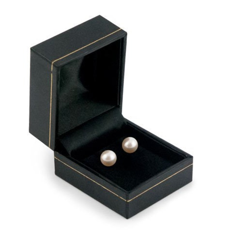 JewelrySupply Cartier Style Stud Earring Box Black Leatherette