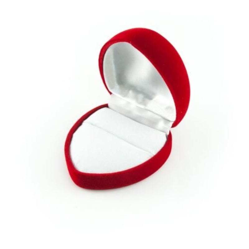 JewelrySupply Small Heart Shaped Velour Ring Box