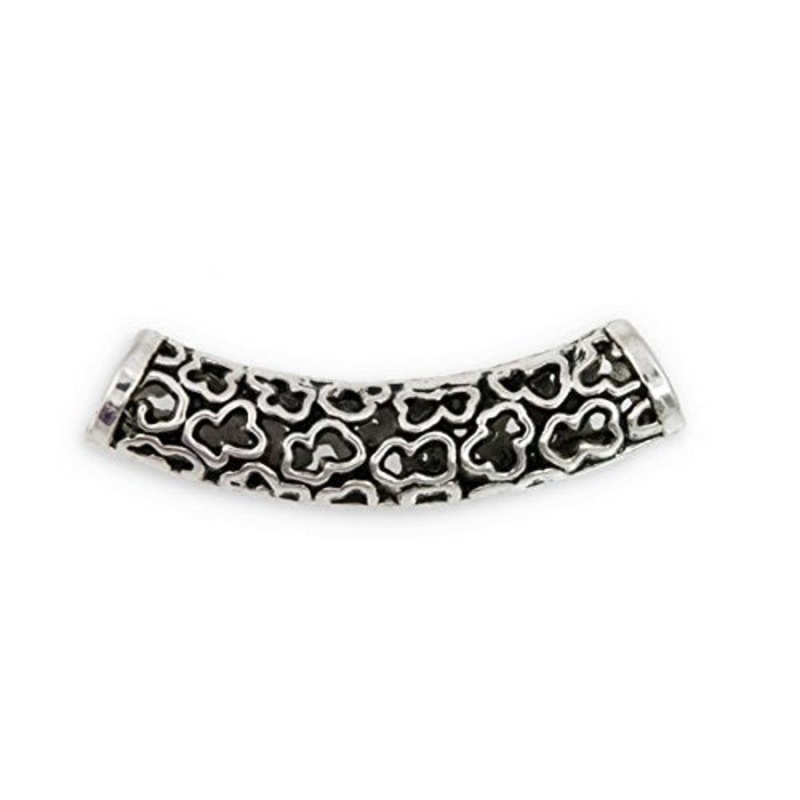 41x9mm Large Hole Pewter Curved Tube Bead (Package of 1)