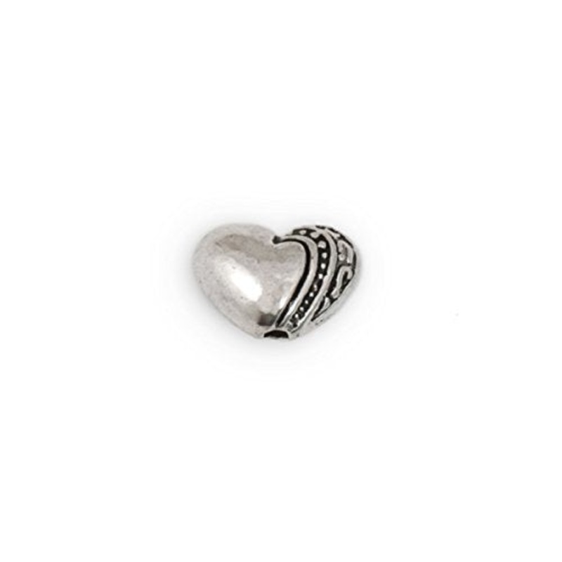 7x9mm Pewter Puffy Heart Bead (Package of 1)