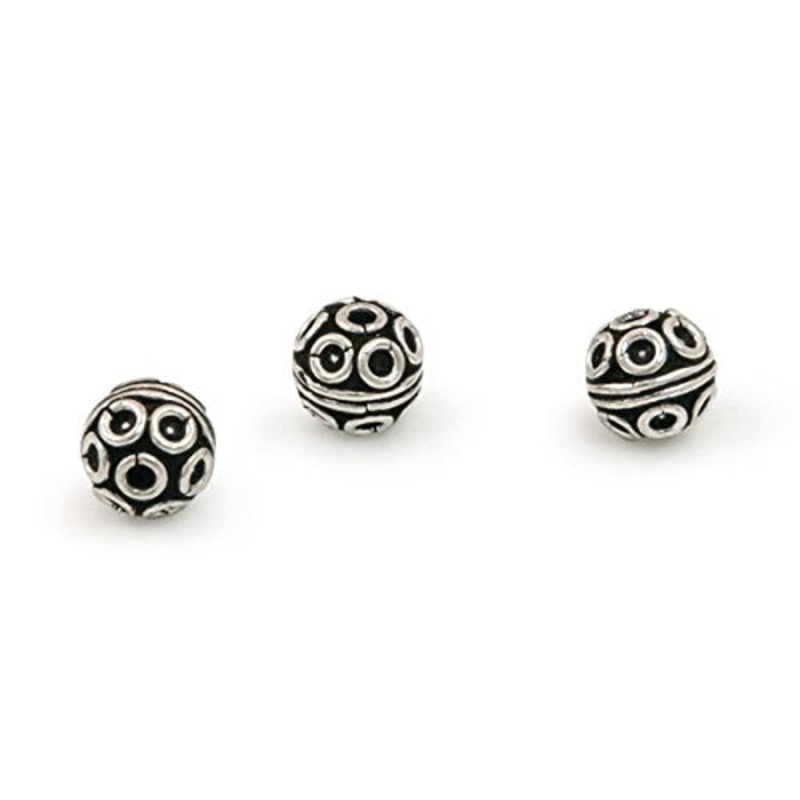 Bali Style Round Bead 7.5mm Sterling Silver