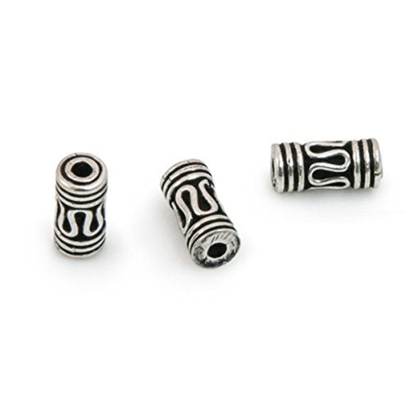 Bali Style Snake Tube Bead 4.5×9.5mm Sterling Silver