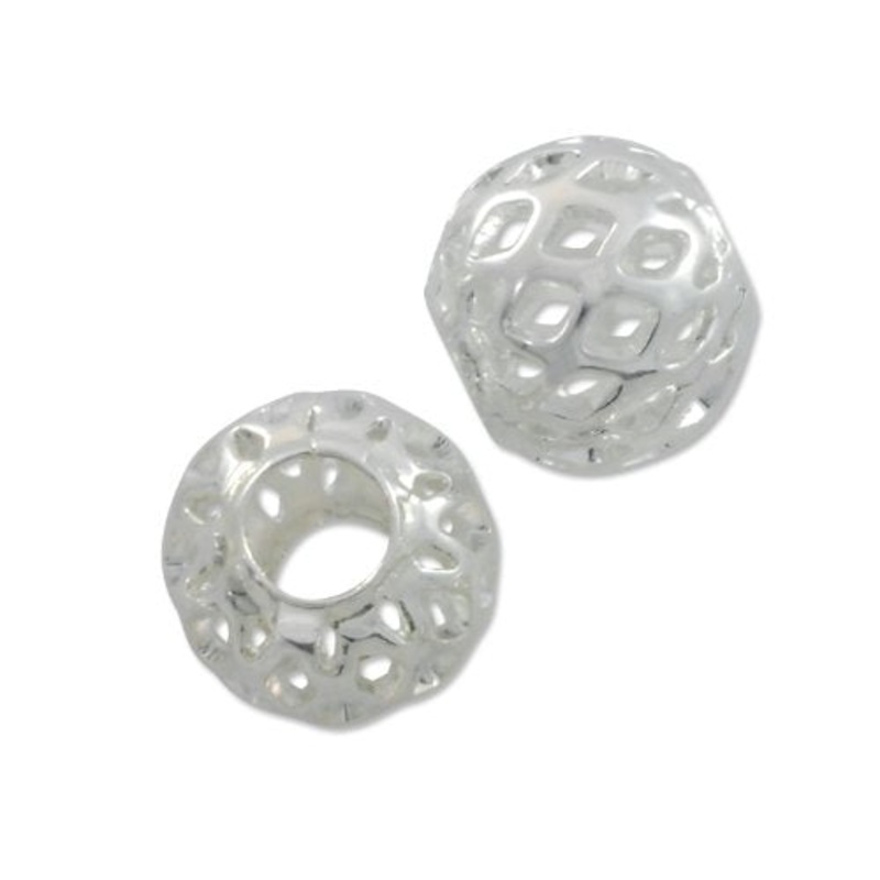 Round Filigree Beads 6mm Silver Plated (Package of 10 Beads)