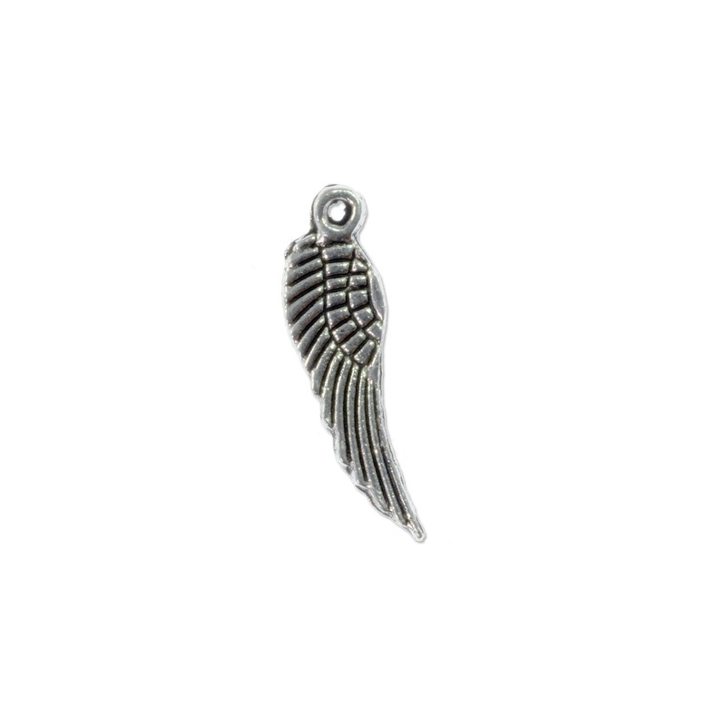 Wing Charm 17x5mm Pewter Antique Silver Plated (Package of 1)