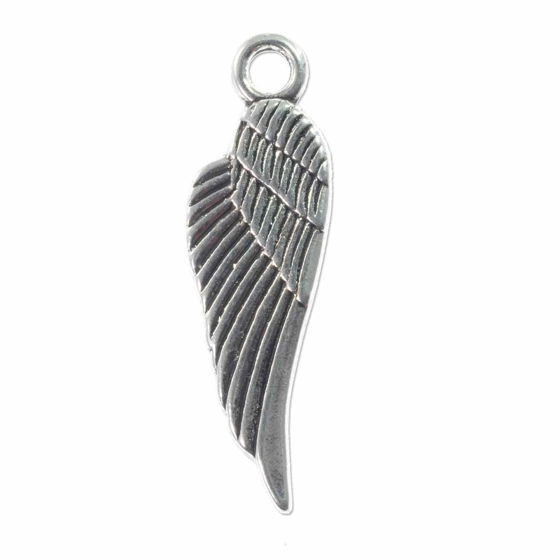 Wing Charm 29×8.5mm Pewter Antique Silver Plated (Package of 1)