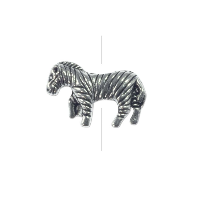 Zebra Bead 12x18mm Pewter Antique Silver Plated (Package of 1)