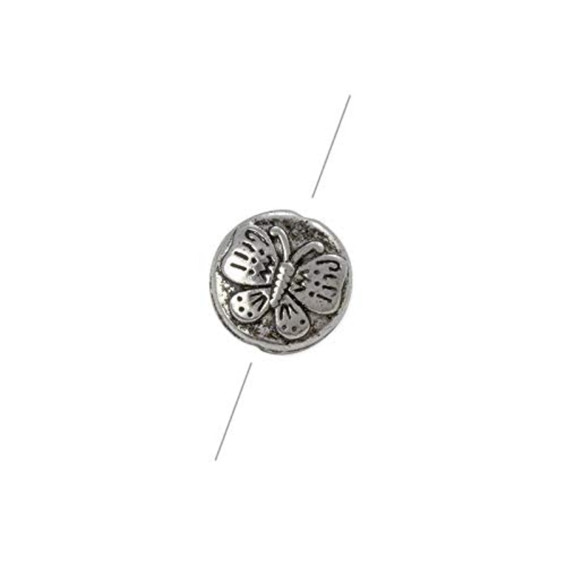 Butterfly Bead 12x5mm Pewter Antique Silver Plated