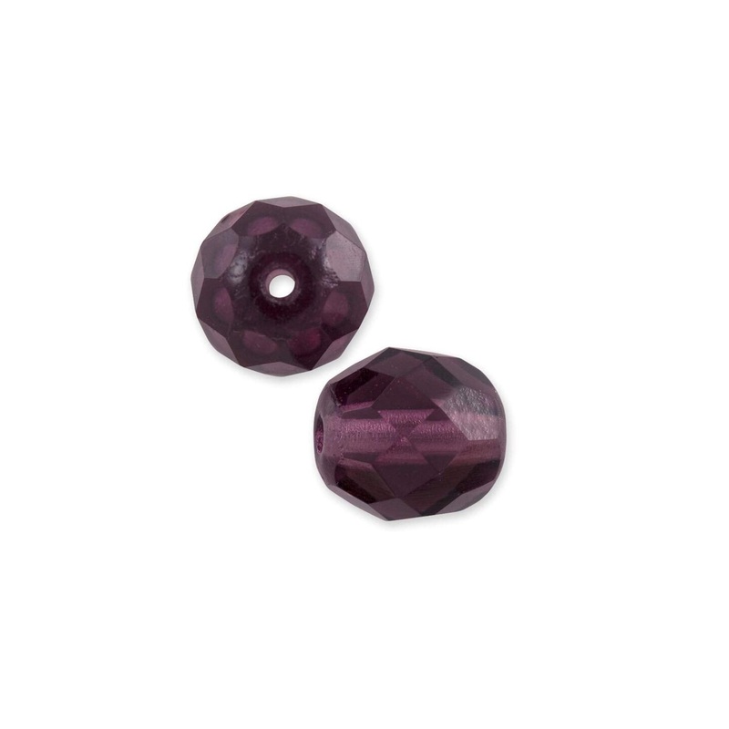 Czech Fire Polished Glass Round Beads 6mm Amethyst (Package of 25)