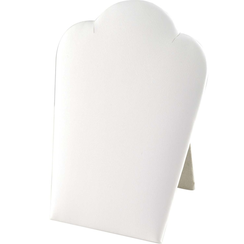 Necklace Display Short White Leatherette
