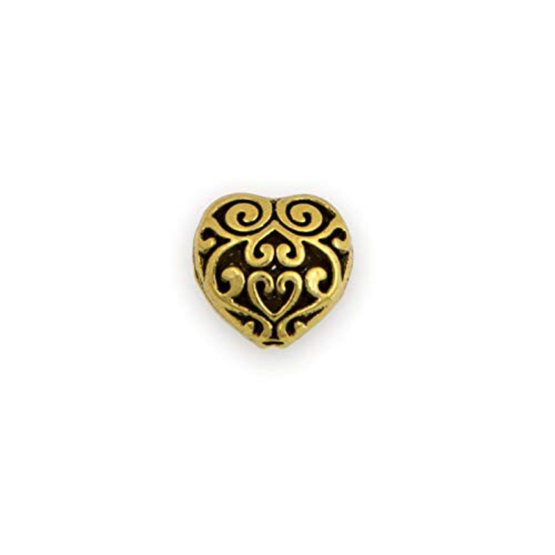 13mm Gold Plated Pewter Filigree Heart Bead