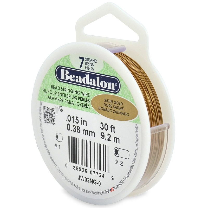 Beadalon Wire .015″ 30ft Satin Gold 7 Strand