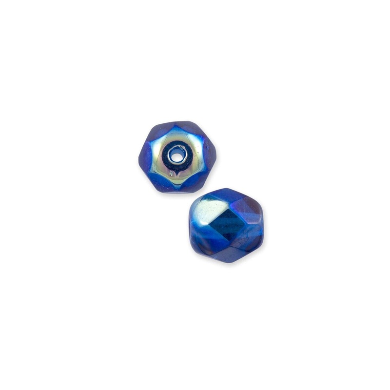 Czech Fire Polished Glass Round Beads 4mm Capri Blue AB (Package of 50)