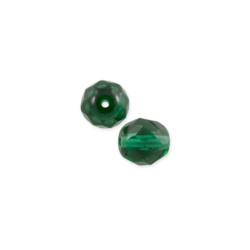 Czech Fire Polished Glass Round Beads 4mm Emerald (Package of 50)