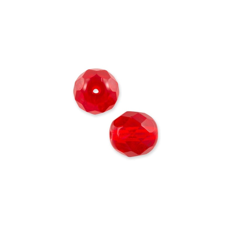Czech Fire Polished Glass Round Beads 4mm Ruby (Package of 50)