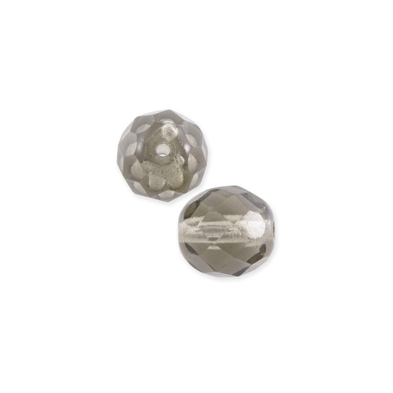Czech Fire Polished Glass Round Beads 6mm Black Diamond (Package of 10)