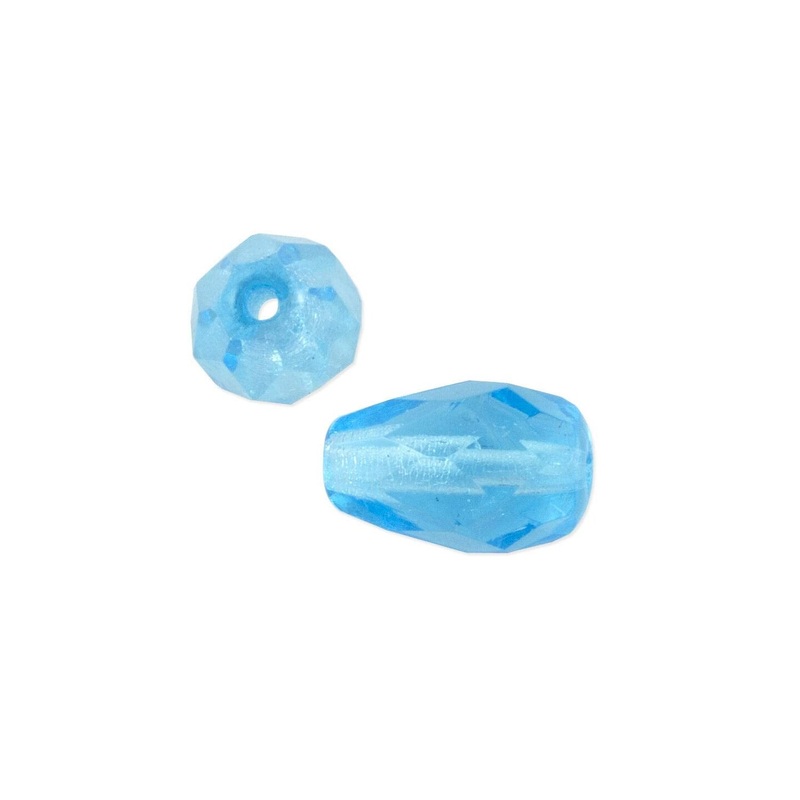 Czech Fire Polished Glass Teardrop Shaped Beads 10x7mm Aqua (Package of 10)